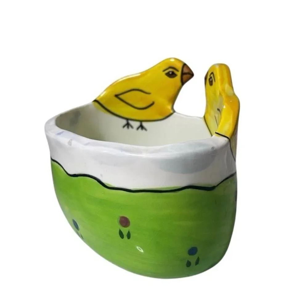 Vtg Andrea West For Sigma Tastesetter Candy Dish Bowl Green Yellow Ceramic Chic